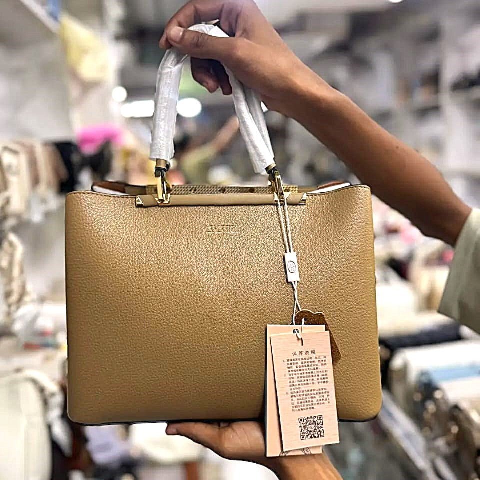 Premium Tan Brown Classic Handbag – Timeless Elegance with Modern Functionality