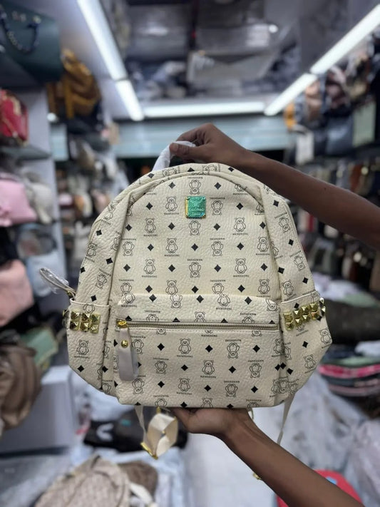 Trendy Printed Backpack Creamy Beige – Perfect Blend of Cute & Functional