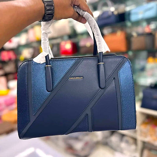ChrisBella Navy Blue Geometric Handbag – A Perfect Blend of Modern Chic and Practical Luxury
