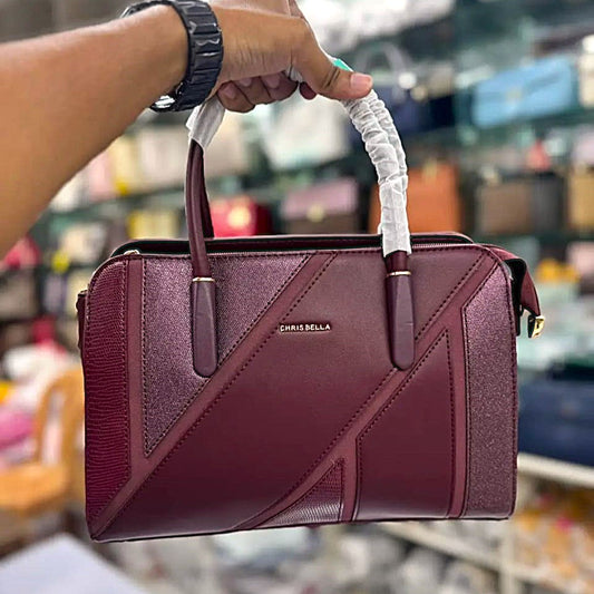 Chrisbella Maroon Designer Handbag – Elegant Leather Ladies’ Purse