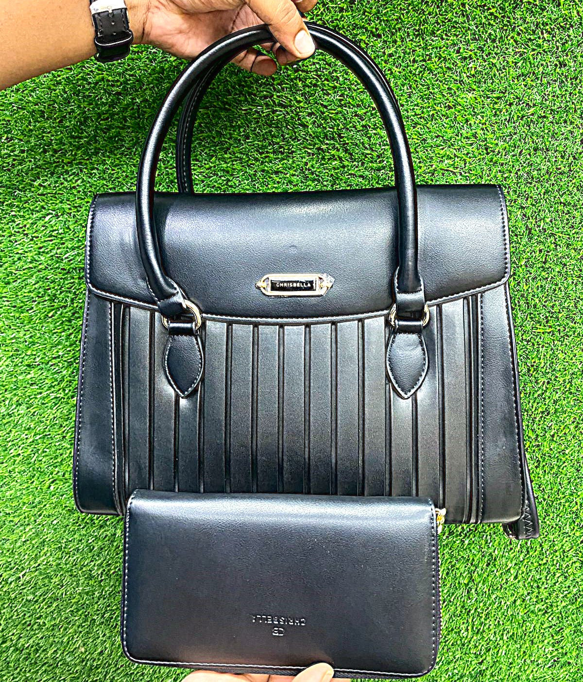 Chrisbella Elegant Black Handbag & Wallet Set – Timeless Sophistication for Every Occasion