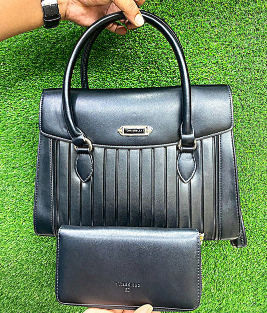 Chrisbella Elegant Black Handbag & Wallet Set – Timeless Sophistication for Every Occasion