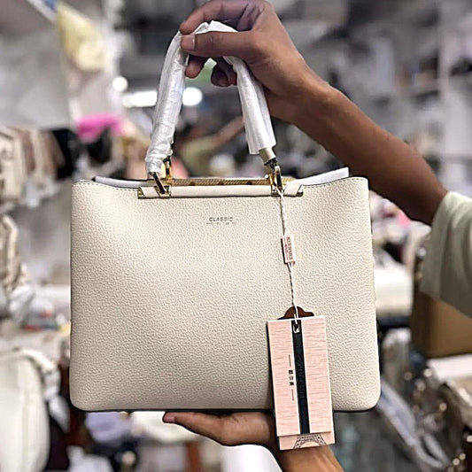 Elegant Cream White Classic Handbag – Minimalist Design with Premium Finish