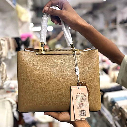 Premium Tan Brown Classic Handbag – Timeless Elegance with Modern Functionality
