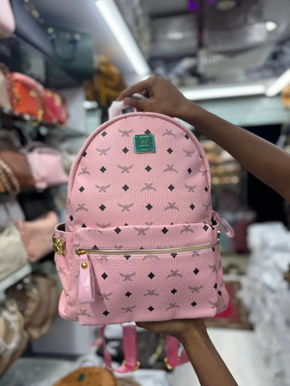 Stylish Pink Teddy Print Backpack – Perfect for Daily Use