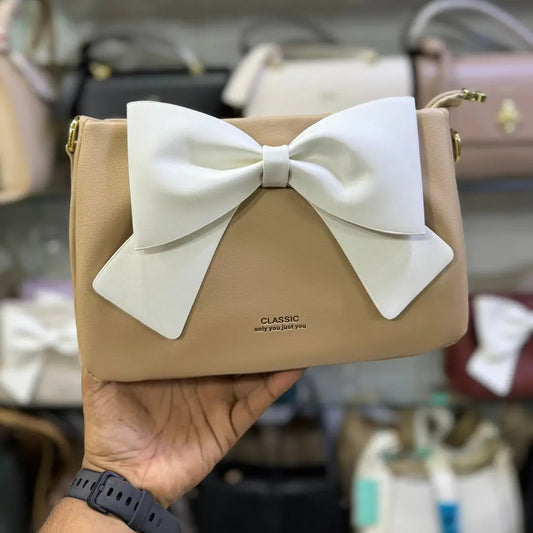 White bow Yellow Classic brand women bag 2025